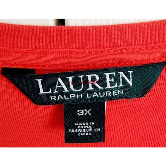 Lauren Ralph Lauren 3X Slim Fit Stretch Top Part Button LS LRL V-Neck Orange - Picture 5 of 6
